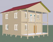 Каркасный дом двухэтажный. 8 на 8 метров, с балконом и верандой 1,5 на 8 метров - Уральская дача