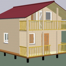 Каркасный дом 6 на 6 метров. площадь 70 м/кв. с балконом и верандой 1,5 на 6 метров, - Уральская дача