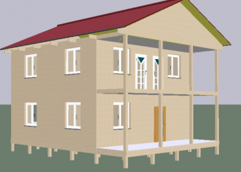Каркасный дом двухэтажный. 8 на 8 метров, с балконом и верандой 1,5 на 8 метров - Уральская дача