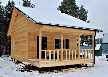 дом 6 на 6 метров. с верандой 3 на 6 метров. с мансардой 3,5 на 6 метров. 10.12.2020г. - Уральская дача