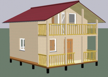 Каркасный дом 6 на 6 метров. площадь 70 м/кв. с балконом и верандой 1,5 на 6 метров, - Уральская дача