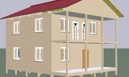 Каркасный дом двухэтажный. 8 на 8 метров, с балконом и верандой 1,5 на 8 метров - Уральская дача