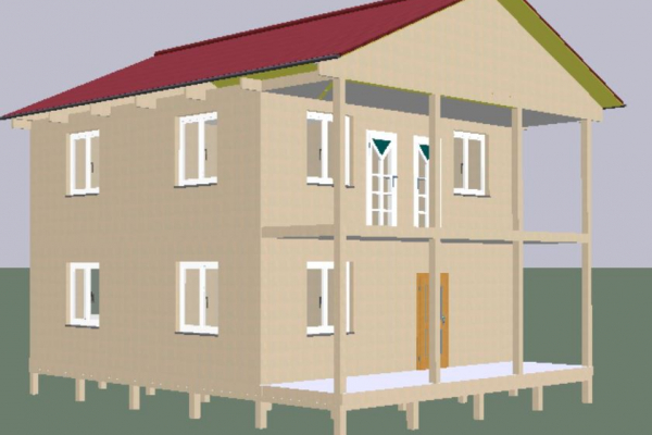 Каркасный дом двухэтажный. 8 на 8 метров, с балконом и верандой 1,5 на 8 метров - Уральская дача